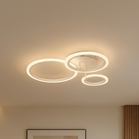 Lustre LED avec télécommande BETTY 40W, 3 cercles, lumière froide/chaude/neutre, variable, blanc, métal et acrylique Lustres LED avec télécommande Titre par défaut Alessandro Design