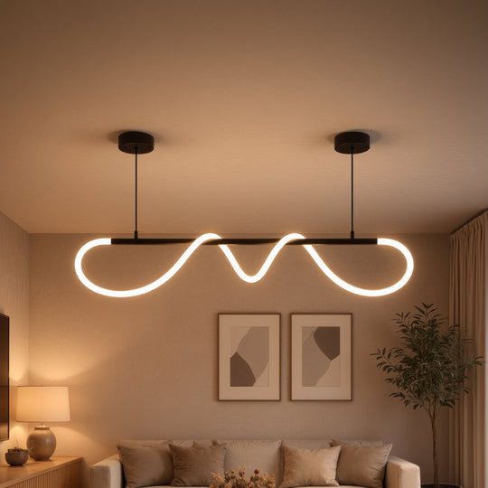 DIVINO Lustre LED avec Tube Flexible en Silicone - 24W, Lumière Réglable, Lustres Modernes Noir Mat Titre par Défaut Alessandro Design