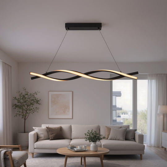 Lustre LED suspendu avec télécommande, FLUX, 27W, 116 cm, lumière froide/chaude/neutre 3000K/4000K/6000K, variable, noir, hauteur réglable, lustres modernes en métal et silicone Titre par défaut Alessandro Design