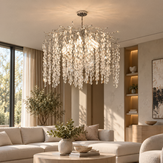 WILLOW Lustre en cristal, 5x E14, diamètre 50 cm, Chrome