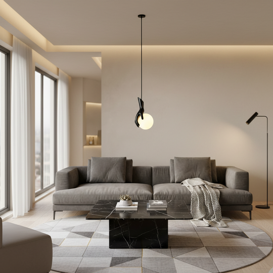 MANOS Lustre, 13x120cm, 1xE27, Verre et Résine, Noir
