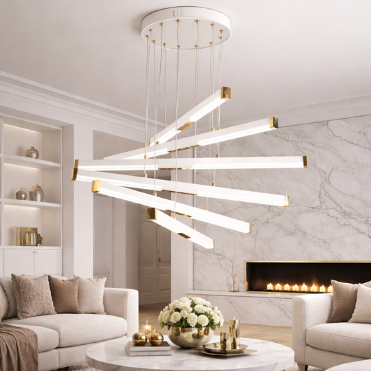 Lustre LED suspendu en acrylique LT183/6WH, 81 W, lumière 3000/4000/6000 K, blanc, lustres LED à hauteur réglable avec télécommande Titre par défaut Alessandro Design