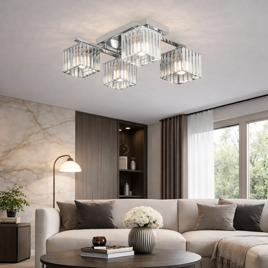 Lustre géorgien, LC115/4, 4x E27, chrome, lustres classiques en métal Titre par défaut Alessandro Design