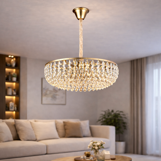 Lustre en cristal CC1677/600GD, 12xE14, or brillant, hauteur réglable, lustres en métal et cristal par défaut Titre Alessandro Design