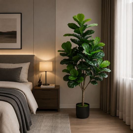 Ficus artificiel, 3 bras, 160 cm, vert, avec pot
