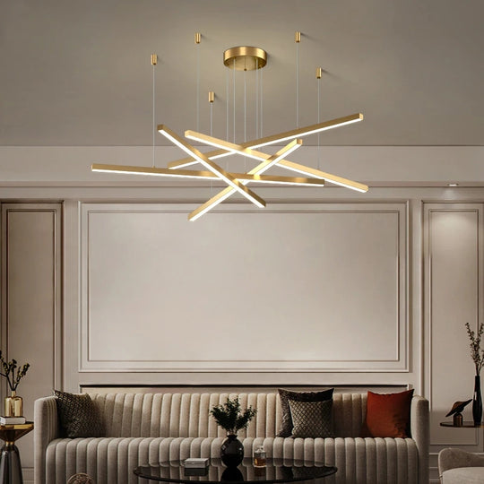 Lustre LED suspendu avec télécommande GINEVRA 63W, 5 éléments, lumière froide/chaude/neutre, lustres LED dorés avec télécommande Default Title Alessandro Design