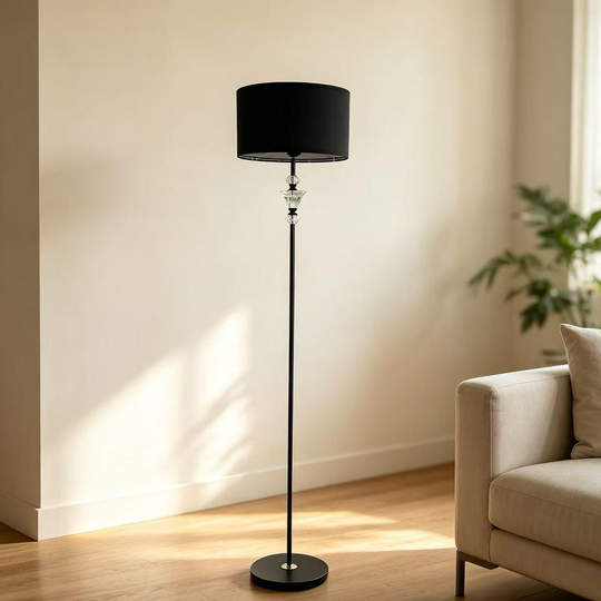 Lampe PAVLODAR, 1 x E27, Métal et Cristal, Noir