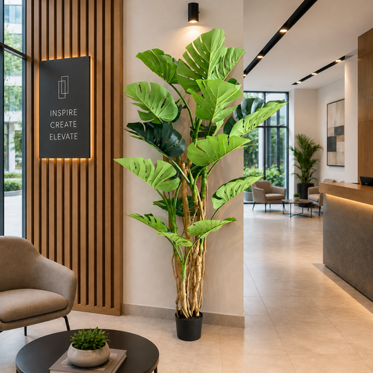 Plante artificielle type Monstera Deliciosa, 17 feuilles, 220 cm, vert