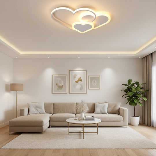 Lustre LED avec télécommande AMI 48W, 3 Coeurs, Lumière Froide/Chaude/Neutre, Dimmable, Lustre LED blanc avec télécommande Default Title Alessandro Design