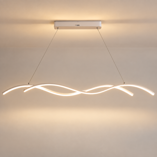 Lustre LED suspendu avec télécommande KHOROG 34W, Longueur 120cm, Lumière Froid/Chaud/Neutre, Dimmable, Hauteur réglable, Blanc