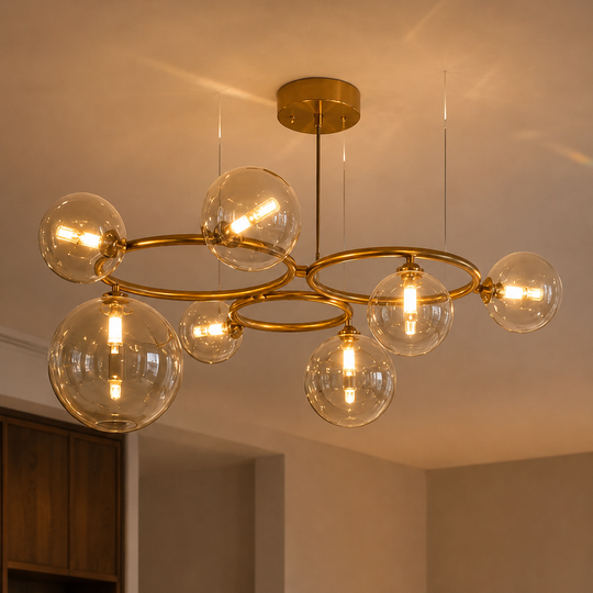 Lustre VENERE Luce, 3 cercles, 7xG9, Doré, Métal, Hauteur réglable