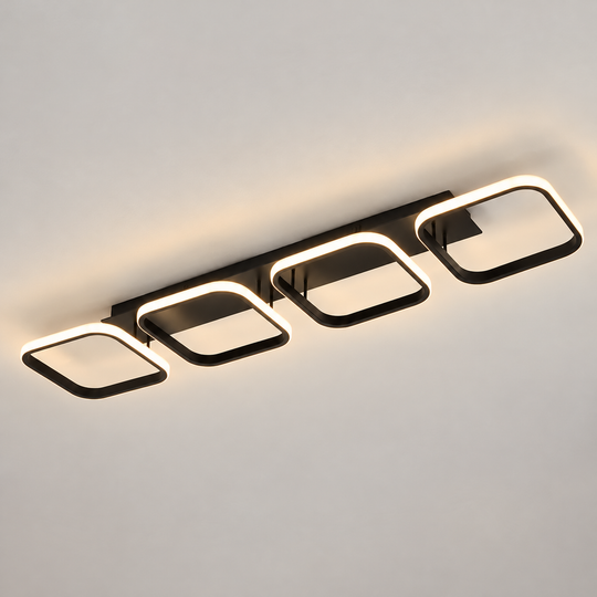 Lustre LED VERTEX 45W, 4 carrés, Linéaire, Lumière Froid/Chaud/Neutre, Noir