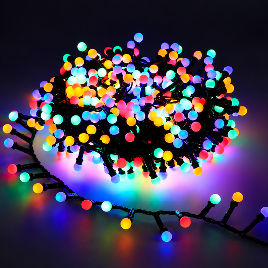 Installation Linéaire de Noël Mini Boules, Lumière Multicolore, 1000cm, 300 LED, IP44