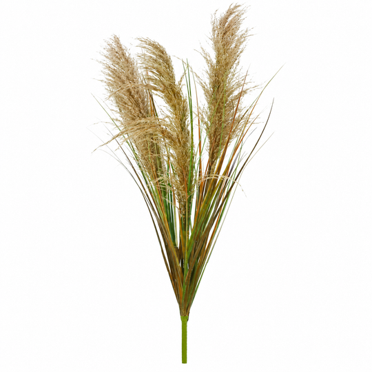 Plante artificielle ornementale, 120 cm, avec 3 fils, roseau et herbe, vert foncé et marron, sans pot