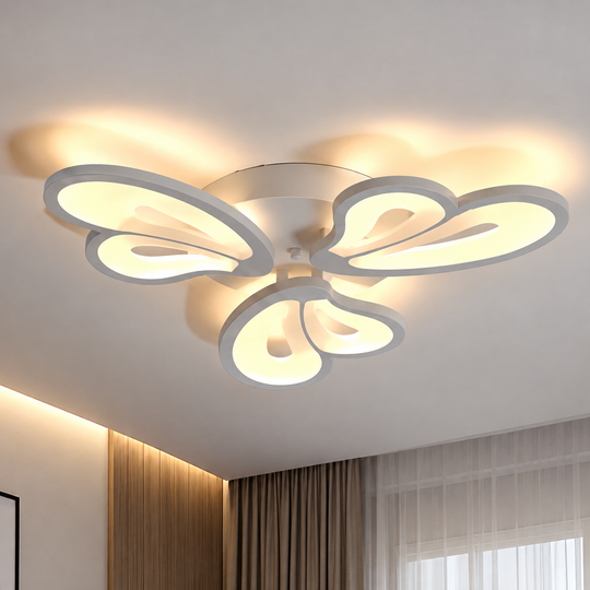 Lustre LED avec télécommande BLOSSOM 40W, 3 Pétales, Lumière Froide/Chaude/Neutre, Dimmable, Blanc