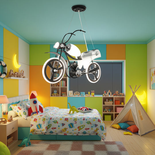 Lustre LED pour enfants MOTO, type moto, 40W, lumière froide/chaude/neutre, noir blanc Lustres pour enfants Default Title Alessandro Design