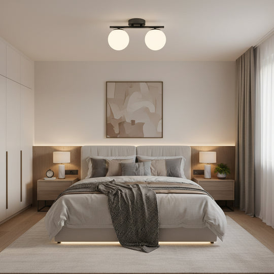 ORI Lustre LED et cristal, 30cm, 2xG9, Globes, Noir