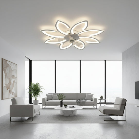 ANEMO Lustre LED Ventilateur avec Télécommande, 48W, D87cm, Lumière Froide/Neutre/Chaude, Blanc