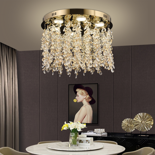 Lustre LED en cristal LLC213/550GD rond, 29 W, lumière froide/chaude/neutre, cristaux, lustres en cristal doré brillant Titre par défaut Alessandro Design