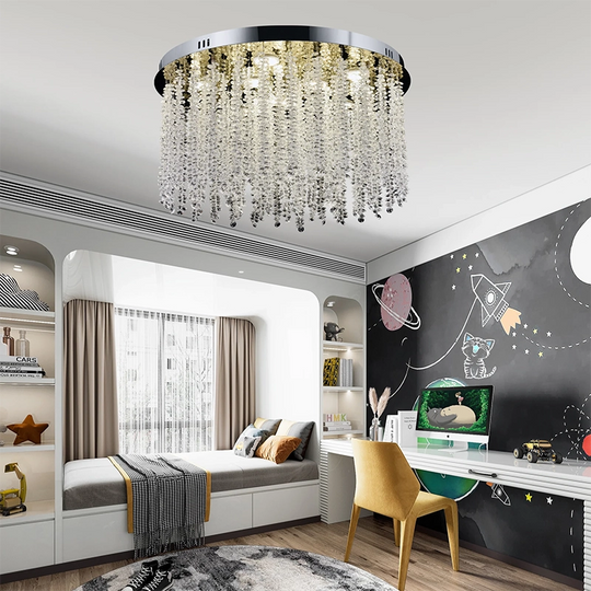 Lustre LED en cristal LLC215/400WH rond, 22 W, lumière froide/chaude/neutre, cristal, doré