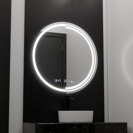 Miroir rond LED, 60 cm, capteur MotionGlow Consuel Marcello, système de désembuage, horloge et thermomètre, miroirs à intensité variable Marcello Default Title Alessandro Design