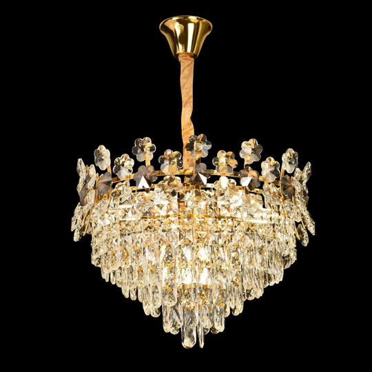 Lustre en cristal FLORENCE Eleganza 9x E14, diamètre 50 cm, or brillant, lustres en cristal à hauteur réglable Titre par défaut Alessandro Design