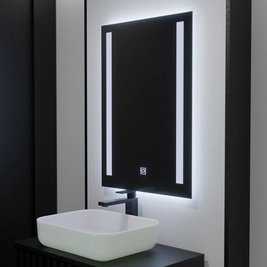 Miroir LED rectangulaire, 50x70 cm, miroirs LED tactiles de base à double lumière Titre par défaut Alessandro Design