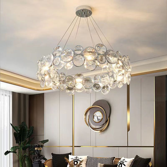 Lustre en cristal Angelica 6XE14 Argent, diamètre 49 cm, lustres modernes à hauteur réglable Titre par défaut Alessandro Design