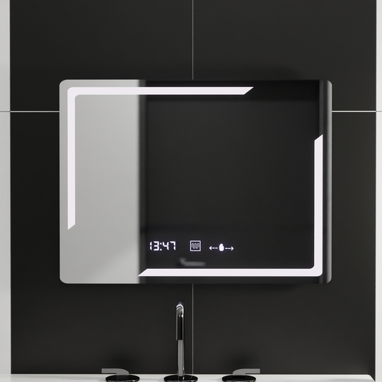 Miroir LED rectangulaire, 80x60cm, Rayonnement MotionGlow Marcello, Système anti-buée, Horloge et thermomètre, Miroirs dimmables Marcello Default Title Alessandro Design