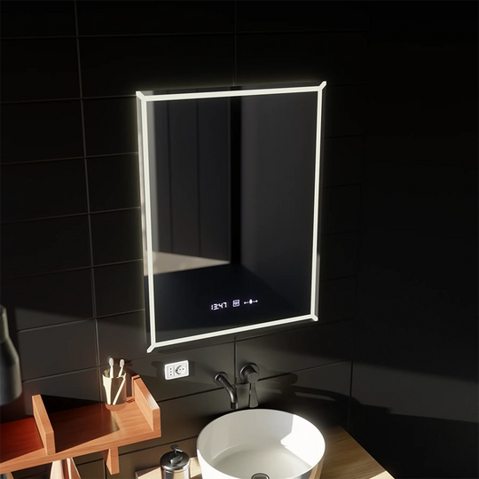 Miroir LED rectangulaire, 60x80cm, VillayTouch Marcello, système anti-buée, intensité variable