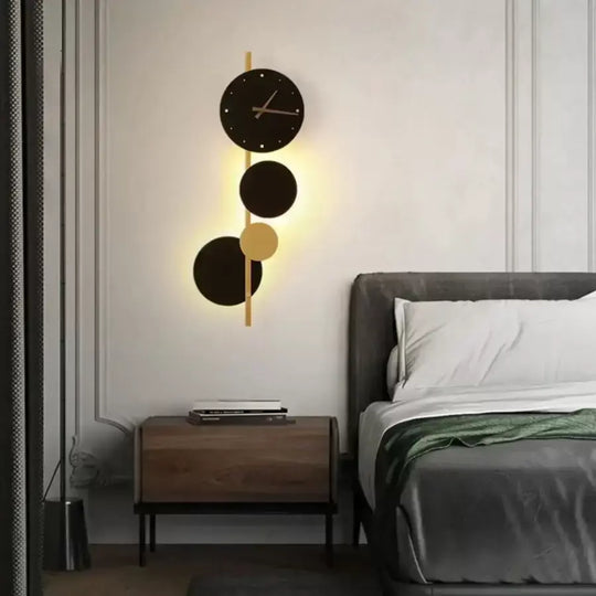 Applique murale LED Bryson 18W noir or horloge intégrée appliques extérieures titre par défaut Alessandro Design