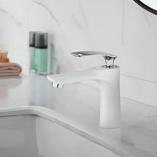 Robinet de lavabo, sanitaire en laiton, blanc, OD/2069, robinets de salle de bains, titre par défaut, Alessandro Design