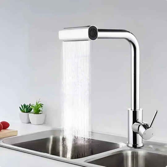 Robinet d'évier Cartouche en céramique Bec rotatif Chrome brillant Connexions incluses EC03 Robinets de cuisine Titre par défaut Alessandro Design