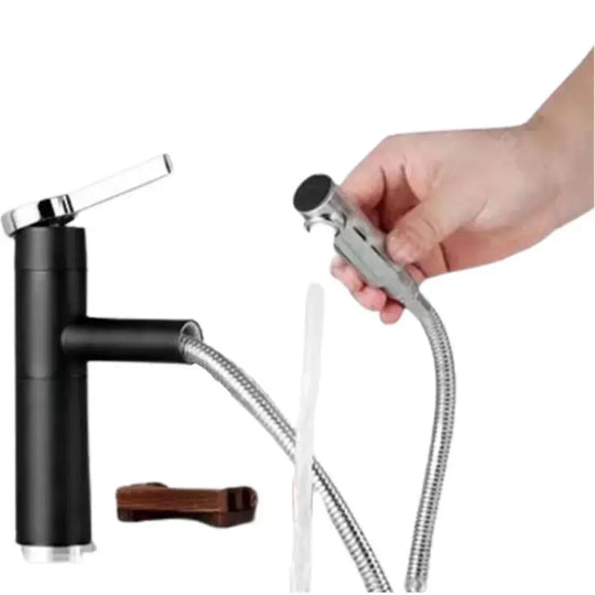 Robinet de lavabo avec douche extractible, sanitaire en laiton, noir, WZX/2022 robinets de salle de bains titre par défaut Alessandro Design