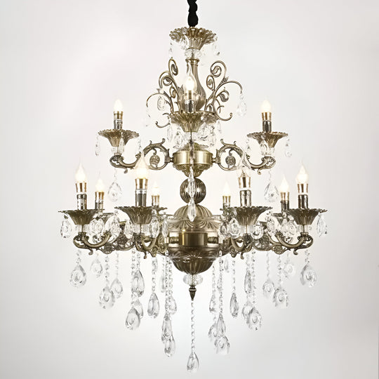 SANSSOUCI Lustre Royal 12xE14 Métal et Cristal Hauteur réglable Laiton Antique Lustres Classiques Titre par défaut Alessandro Design