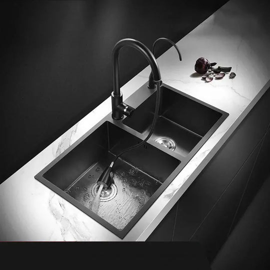 Évier de cuisine en acier inoxydable, 75x45x21 cm, avec accessoires, noir graphite Default Title Alessandro Design