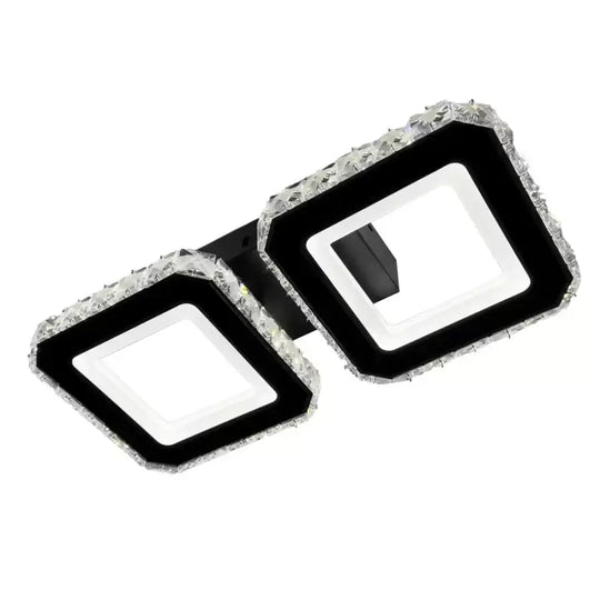 Lustre LED en cristal QUADRIS 41W, 2 carrés, lumière froide/chaude/neutre, lustres LED en cristal noir Default Title Alessandro Design