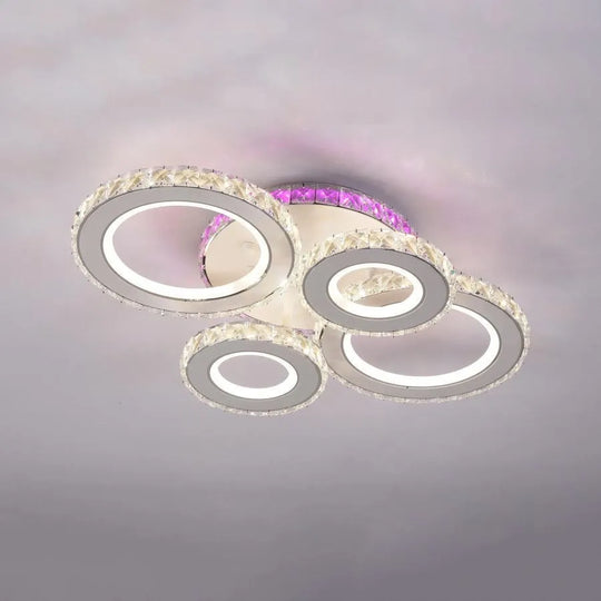 Lustre LED avec télécommande et cristal MEILI ZAFINA RGB 136W, 4 Cercles, Lumière Froid/Chaud/Neutre, Dimmable, Lustres LED en Cristal Blanc Default Title Alessandro Design
