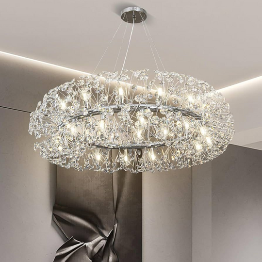 MINUET Lustre en cristal 12x G9, diamètre 60 cm, argent brillant, lustres en cristal à hauteur réglable Titre par défaut Alessandro Design