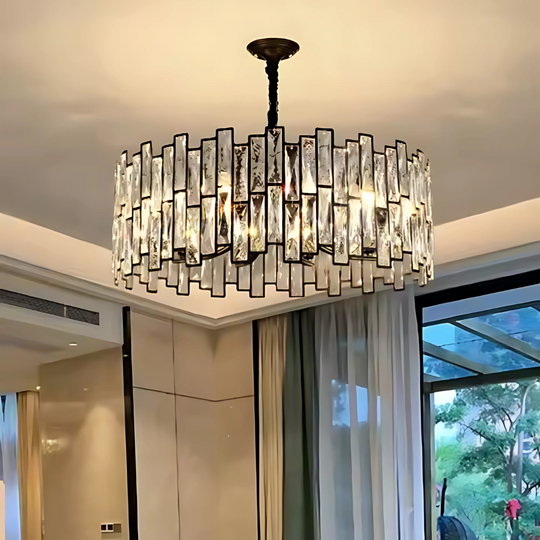 Lustre en cristal MALBORK Eleganza 8xE14, diamètre 49 cm, noir, lustres en cristal à hauteur réglable Titre par défaut Alessandro Design