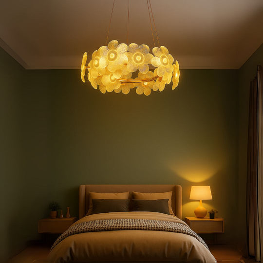 Lustre LED en cristal, Cadenza Allegro 40W, diamètre 48 cm, hauteur réglable, doré, lumière chaude/froide/neutre 3000K/4000K/6000K, lustre en métal et cristal par défaut Titre Alessandro Design