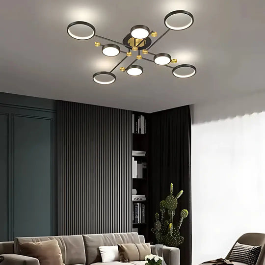 Lustre LED avec télécommande MARIA, 44W, 8 éléments, lumière chaude/froide/neutre, variable, noir/or Lustres LED avec télécommande Titre par défaut Alessandro Design