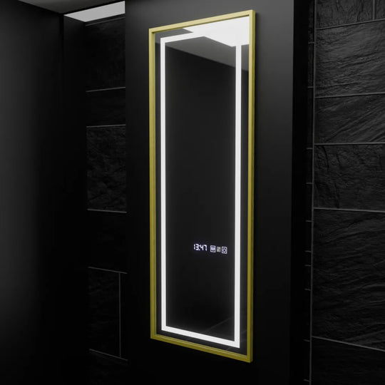 Miroir LED rectangulaire, 45x140 cm, capteur radar Elena Marcello, système anti-buée, horloge et thermomètre, Dimabila, Dressing Couture Dressing Mirrors Default Title Alessandro Design