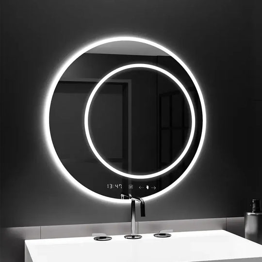 Miroir LED rond, 60 cm, July Touch Marcello, système anti-buée, horloge et thermomètre, Dimabila Mirrors Marcello Default Title Alessandro Design