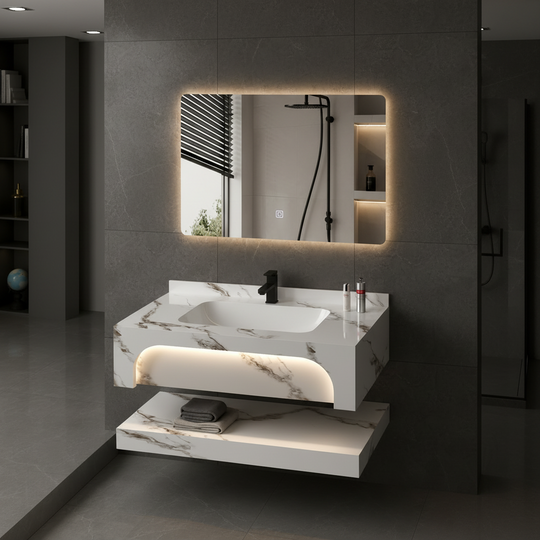 Ensemble de meubles de salle de bain VELIN, 60 cm, 3 pièces, meuble de salle de bain blanc Titre par défaut Alessandro Design