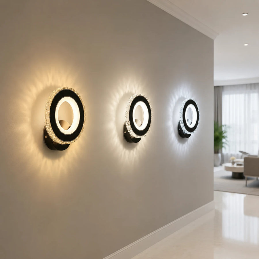 Applique LED NOVA Rotonda, 16W, Noir & Acier Inox, Lumière Chaude/Froide/Neutre - 01_AL073-1BK.png