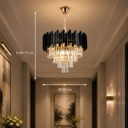 BLOIS Lustre Cristal Elégance 8xE14, Diamètre 50cm, Noir, Hauteur Réglable - 01_CC110:500BK.png