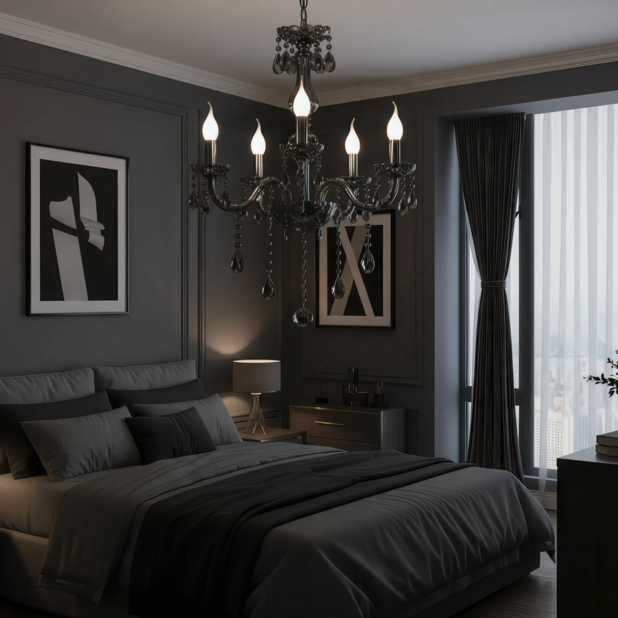 Candelabru Cristal ALNWICK Eleganza, 5xE14, Diametru 48cm, Negru, Inaltime Reglabila - 01_CC125-5BK.png