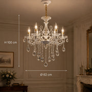 SANSSOUCI Lustre 6xE14 Cristal et Métal – Design Classique, Blanc Argenté - 01_CC220-6WH.png