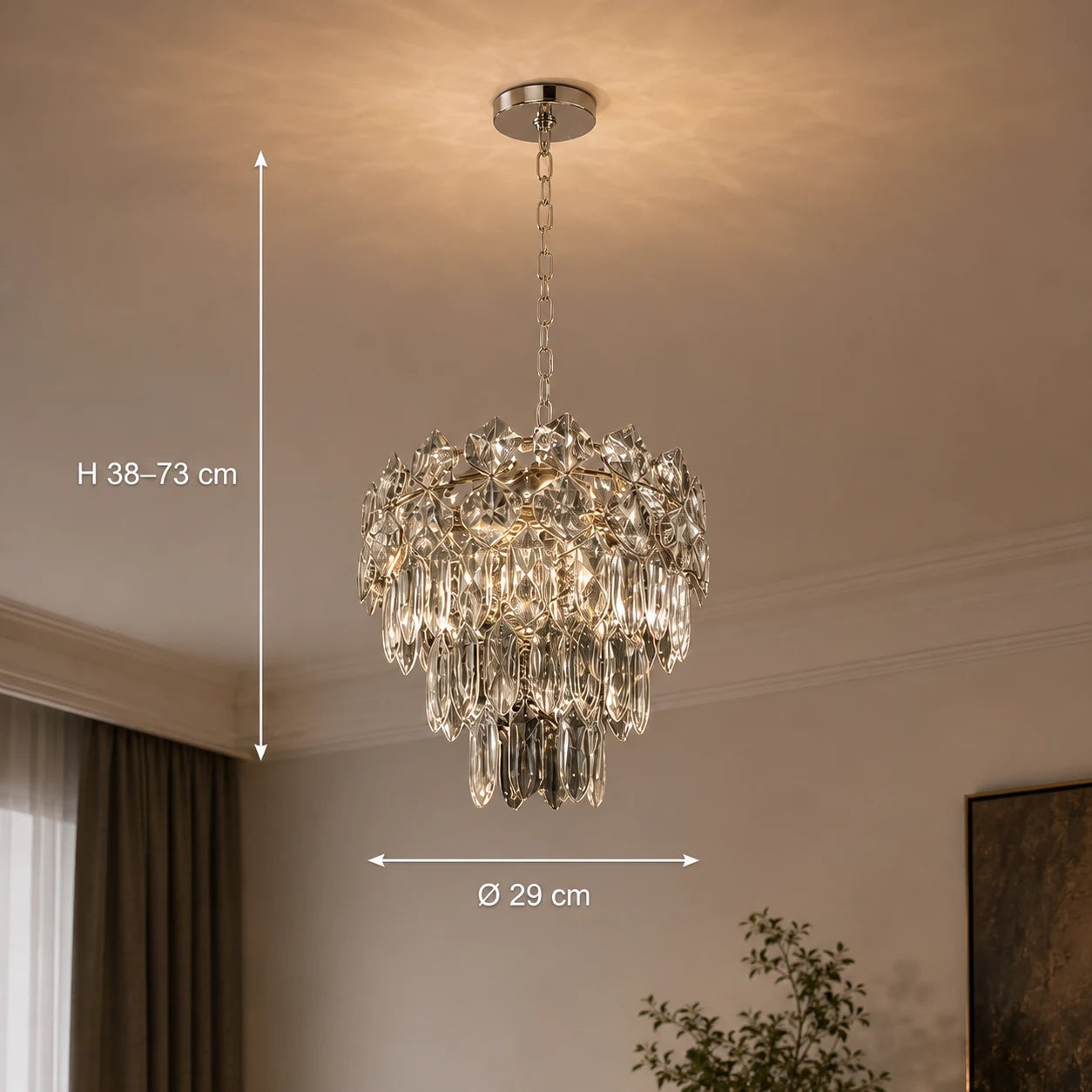 Lustre en Cristal WINDSOR Petito 3xE14, Diamètre 29cm, Chrome Brillant, Hauteur Réglable - 01_CC800-300CH.png